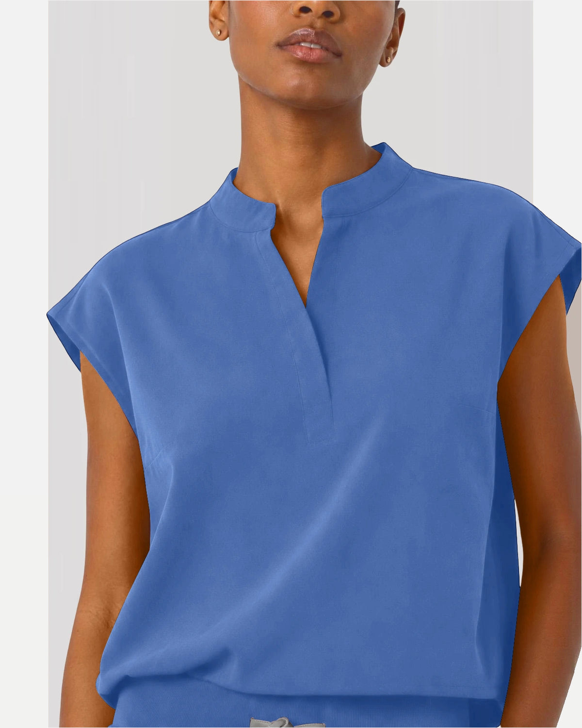 Ceil Blue – Eipnare Women's Sleeveless Mandarin Collar Jogger Uniform Set – product image 08