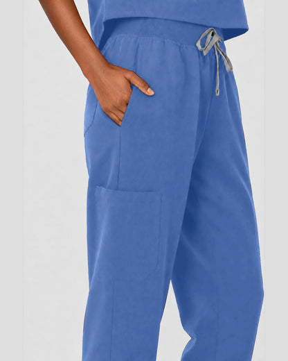Ceil Blue Eipnare Women's Sleeveless Mandarin Collar Jogger Scrub Set - Stretch Medical Scrubs for Women