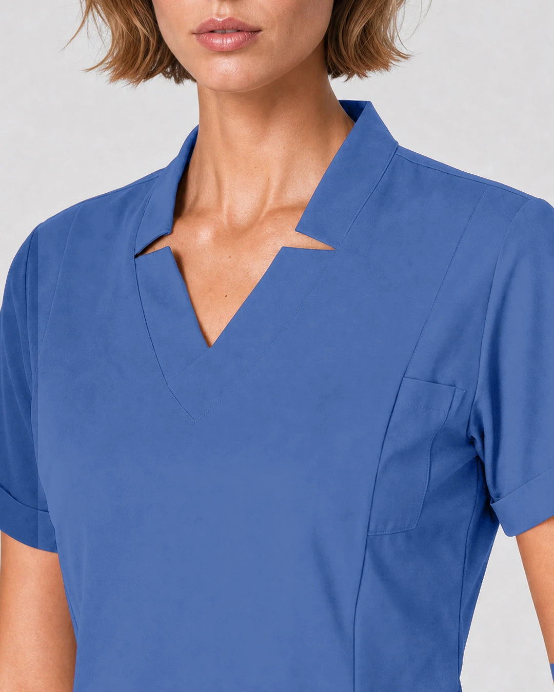 Ceil Blue Eipnare Women's Split V-Neck Tapered Scrub Set - Stretch Medical Scrubs for Women