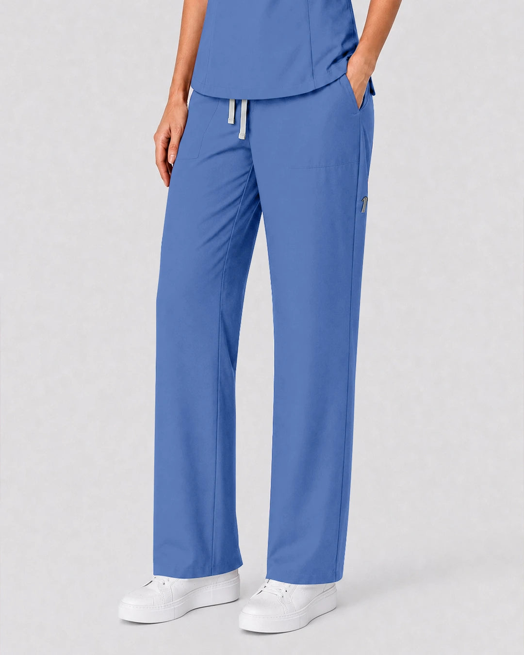Ceil Blue Eipnare Women's Split V-Neck Tapered Scrub Set - Stretch Medical Scrubs for Women