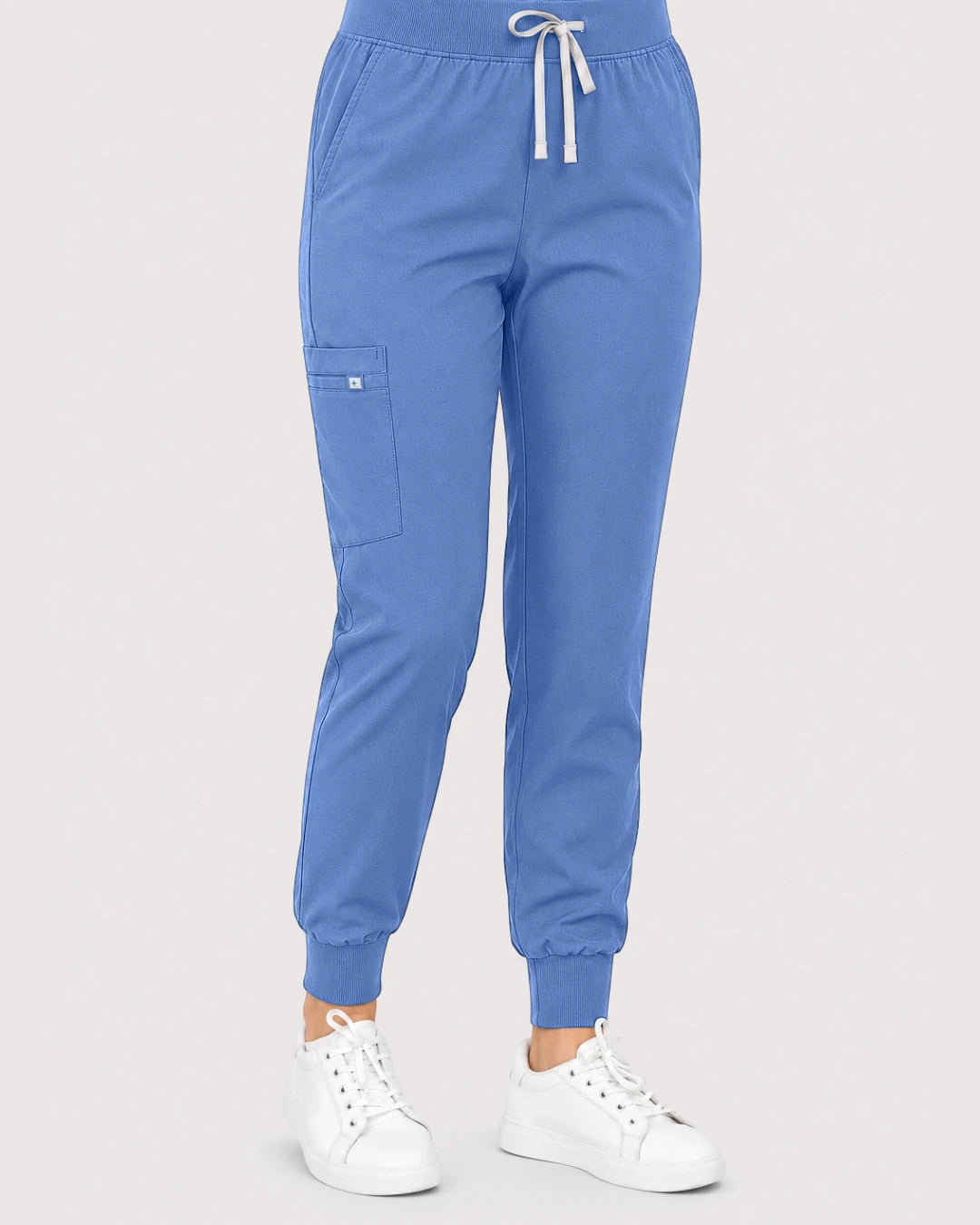 Ceil Blue Eipnare Women's Knit V-Neck Jogger Scrub Set - Stretch Medical Scrubs for Women