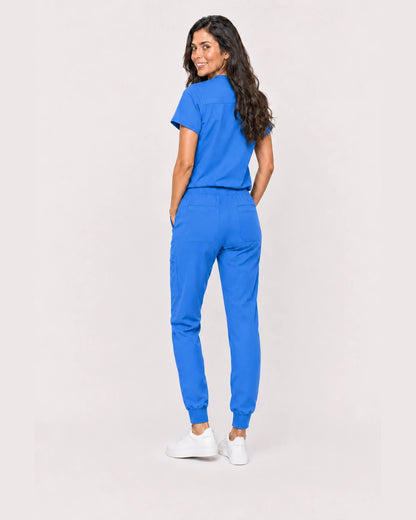Ceil Blue Eipnare Women's V-Neck Jogger Scrub Set - Stretch Medical Scrubs for Women