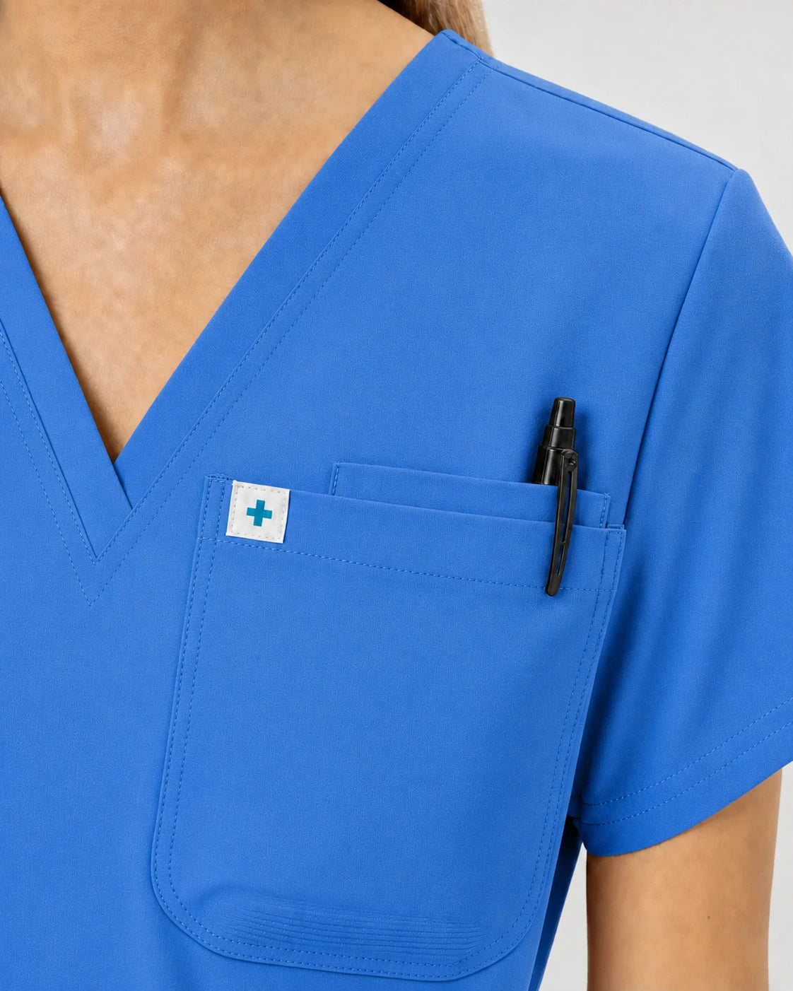 Ceil Blue Eipnare Women's V-Neck Jogger Scrub Set - Stretch Medical Scrubs for Women