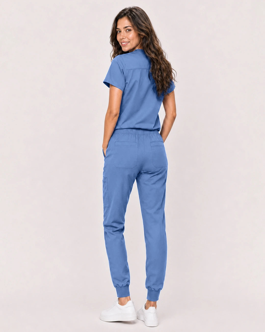 Ceil Blue Eipnare Women's Classic V-Neck Jogger Scrub Set - Stretch Medical Scrubs for Women