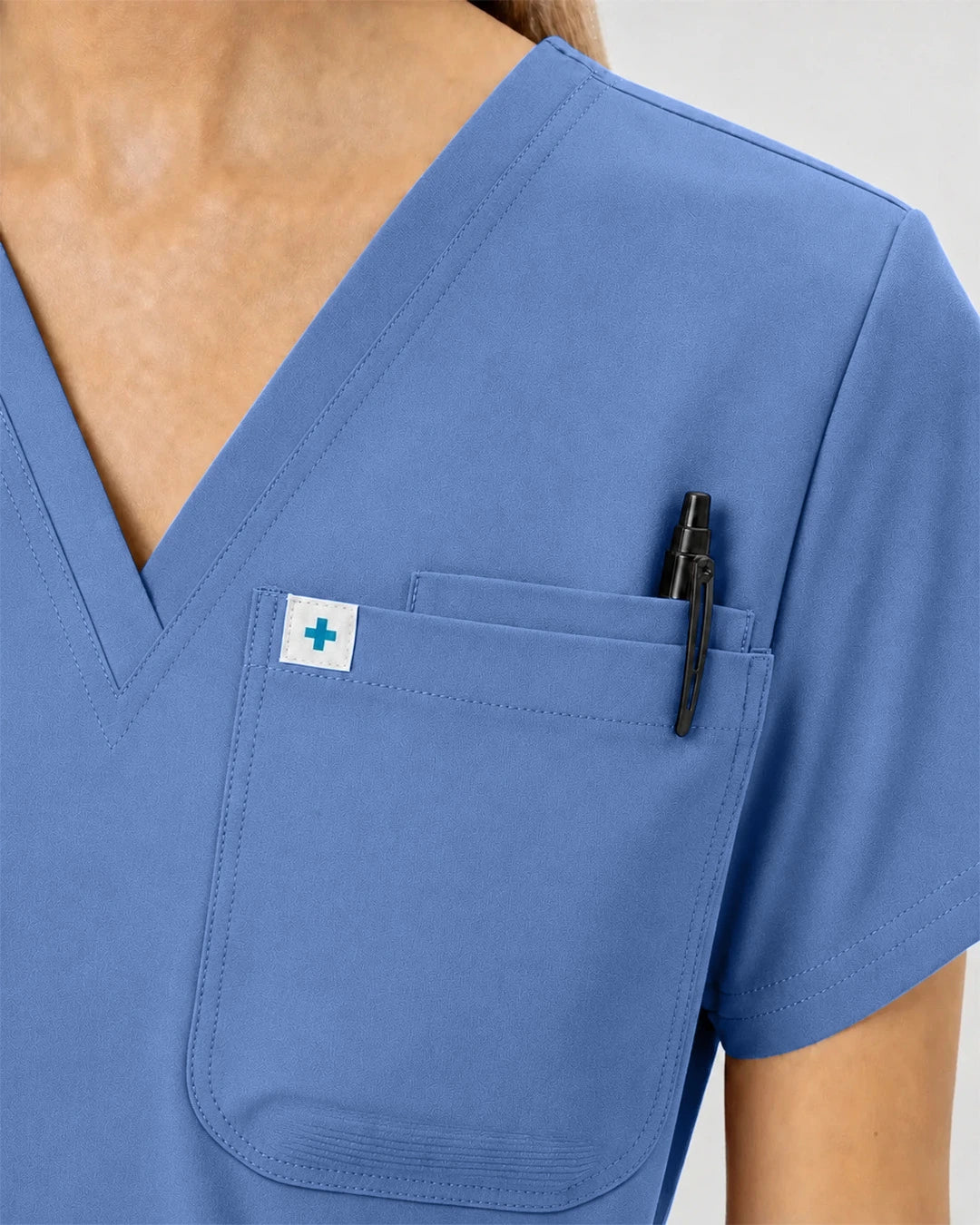 Ceil Blue Eipnare Women's Classic V-Neck Jogger Scrub Set - Stretch Medical Scrubs for Women