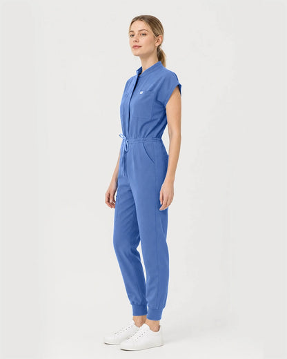 Ceil Blue Eipnare Women's Zip-Front Sleeveless Scrub Jumpsuit - Stretch Medical Scrubs for Women