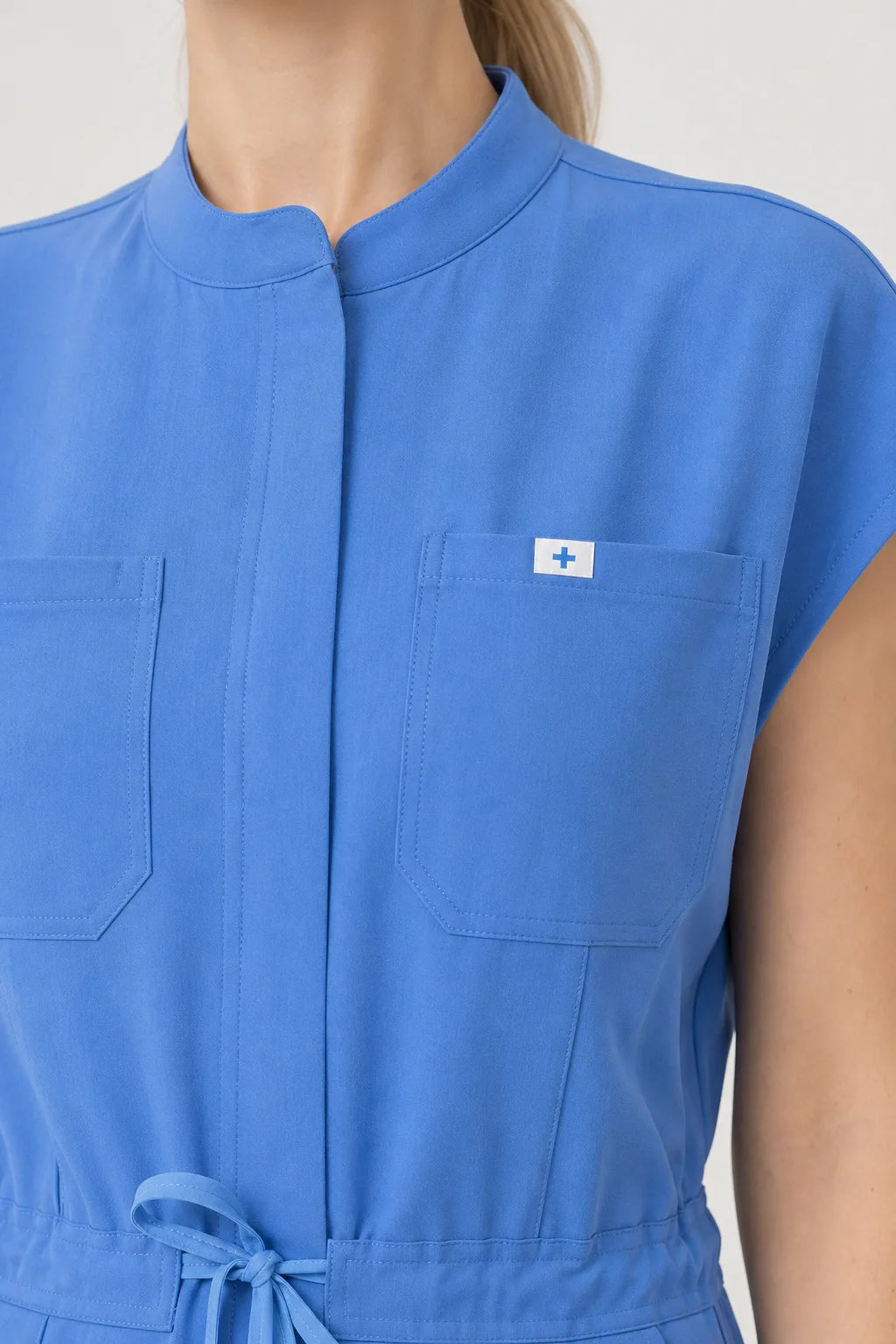 Ceil Blue Eipnare Women's Zip-Front Sleeveless Scrub Jumpsuit - Stretch Medical Scrubs for Women