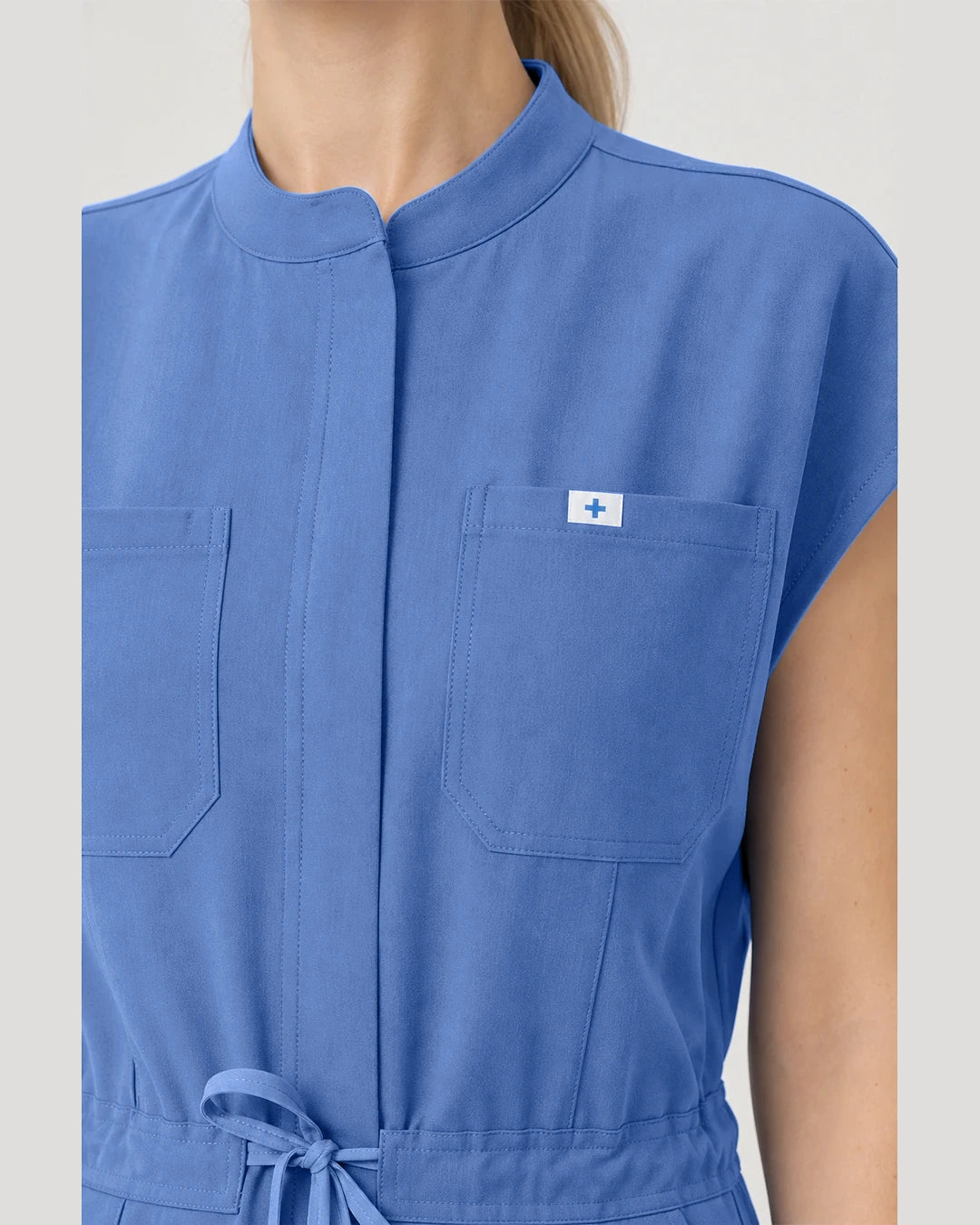 Ceil Blue Eipnare Women's Zip-Front Sleeveless Scrub Jumpsuit - Stretch Medical Scrubs for Women