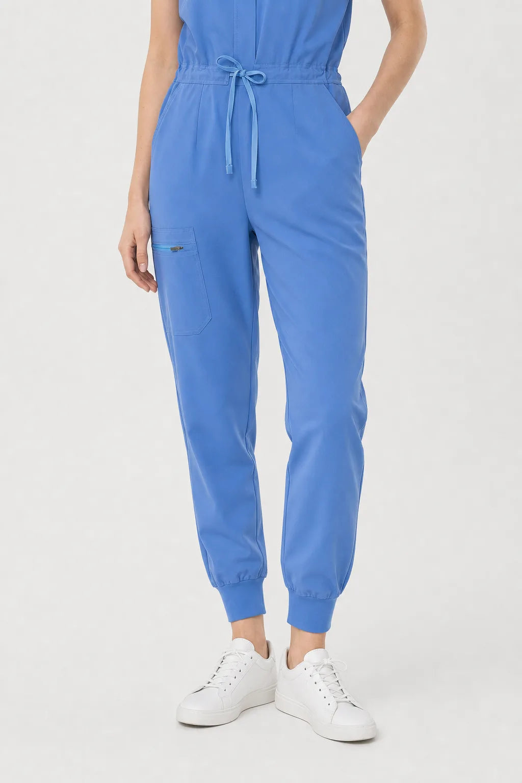 Ceil Blue Eipnare Women's Zip-Front Sleeveless Scrub Jumpsuit - Stretch Medical Scrubs for Women
