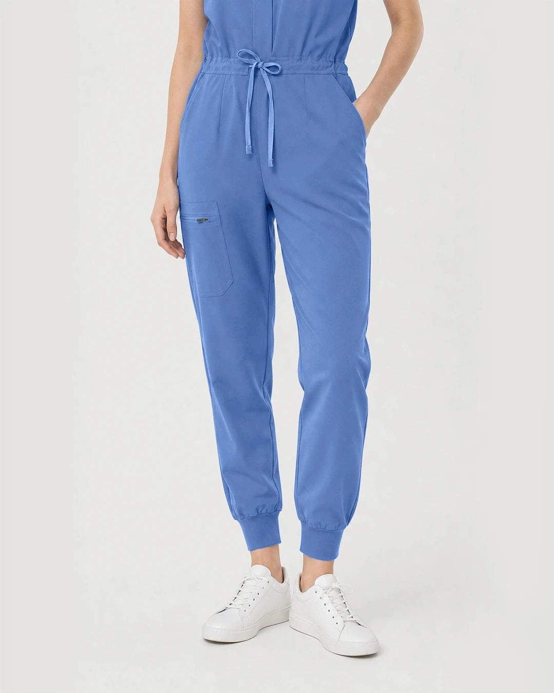 Ceil Blue Eipnare Women's Zip-Front Sleeveless Scrub Jumpsuit - Stretch Medical Scrubs for Women