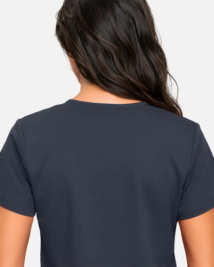 Charcoal grey Eipnare Women's Classic V-Neck Scrub Top - Stretch Medical Scrubs for Women
