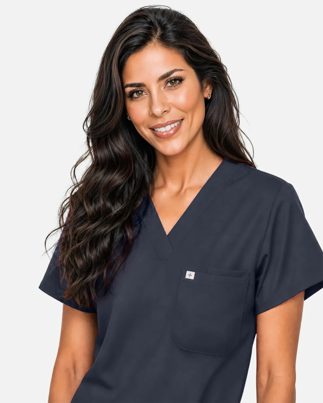 Charcoal grey Eipnare Women's Classic V-Neck Scrub Top - Stretch Medical Scrubs for Women