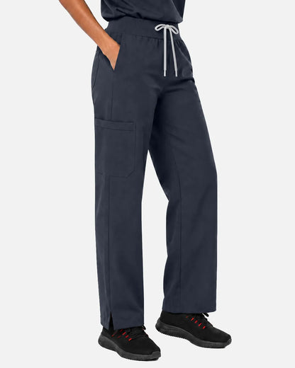 Charcoal grey Eipnare Women's Woven Straight-Leg Scrub Pants - Stretch Medical Scrubs for Women