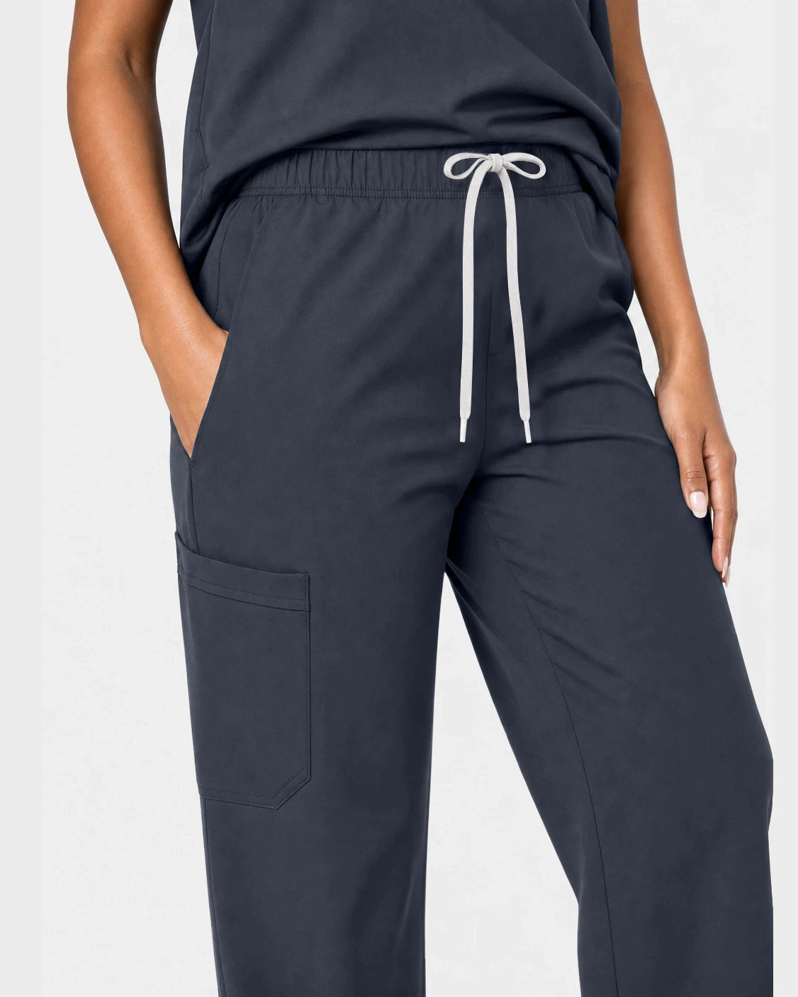 Charcoal Grey Eipnare Women's 15-Pocket V-Neck Jogger Scrub Set - Stretch Medical Scrubs for Women