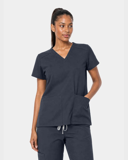 Charcoal Grey Eipnare Women's 15-Pocket V-Neck Jogger Scrub Set - Stretch Medical Scrubs for Women