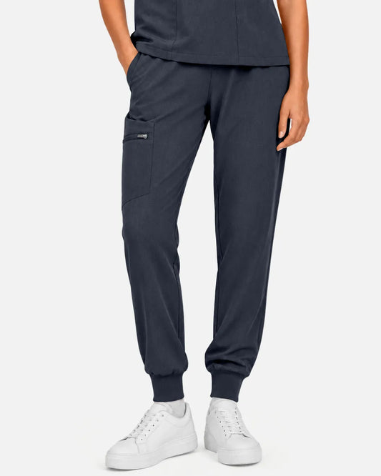 Charcoal grey Eipnare Women's Multi-Pocket Jogger Scrub Pants - Stretch Medical Scrubs for Women