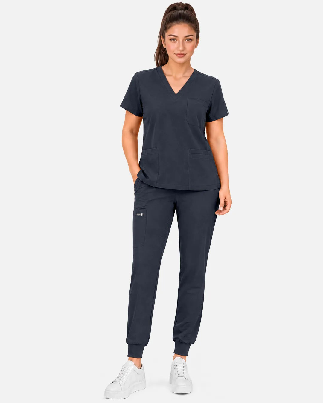 Charcoal grey Eipnare Women's Multi-Pocket Jogger Scrub Pants - Stretch Medical Scrubs for Women