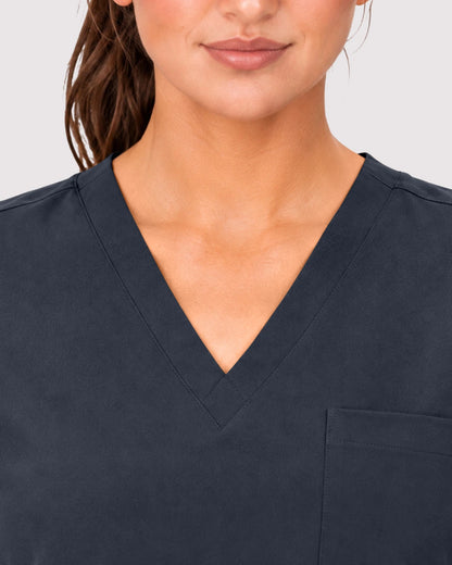 Charcoal Grey Eipnare Women's 3-Pocket V-Neck Jogger Scrub Set - Stretch Medical Scrubs for Women