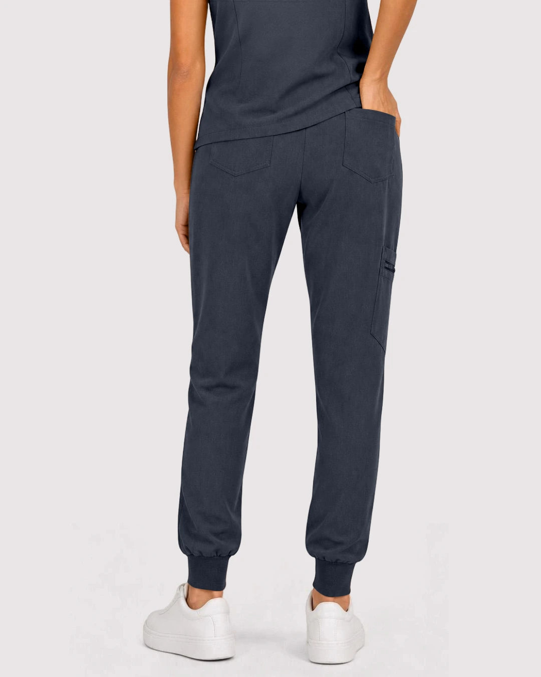 Charcoal Grey Eipnare Women's 3-Pocket V-Neck Jogger Scrub Set - Stretch Medical Scrubs for Women