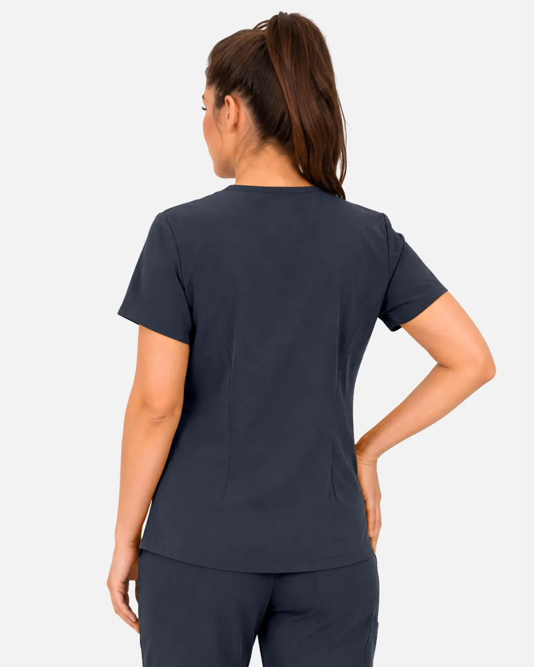 Charcoal grey Eipnare Women's 3-Pocket V-Neck Scrub Top - Stretch Medical Scrubs for Women