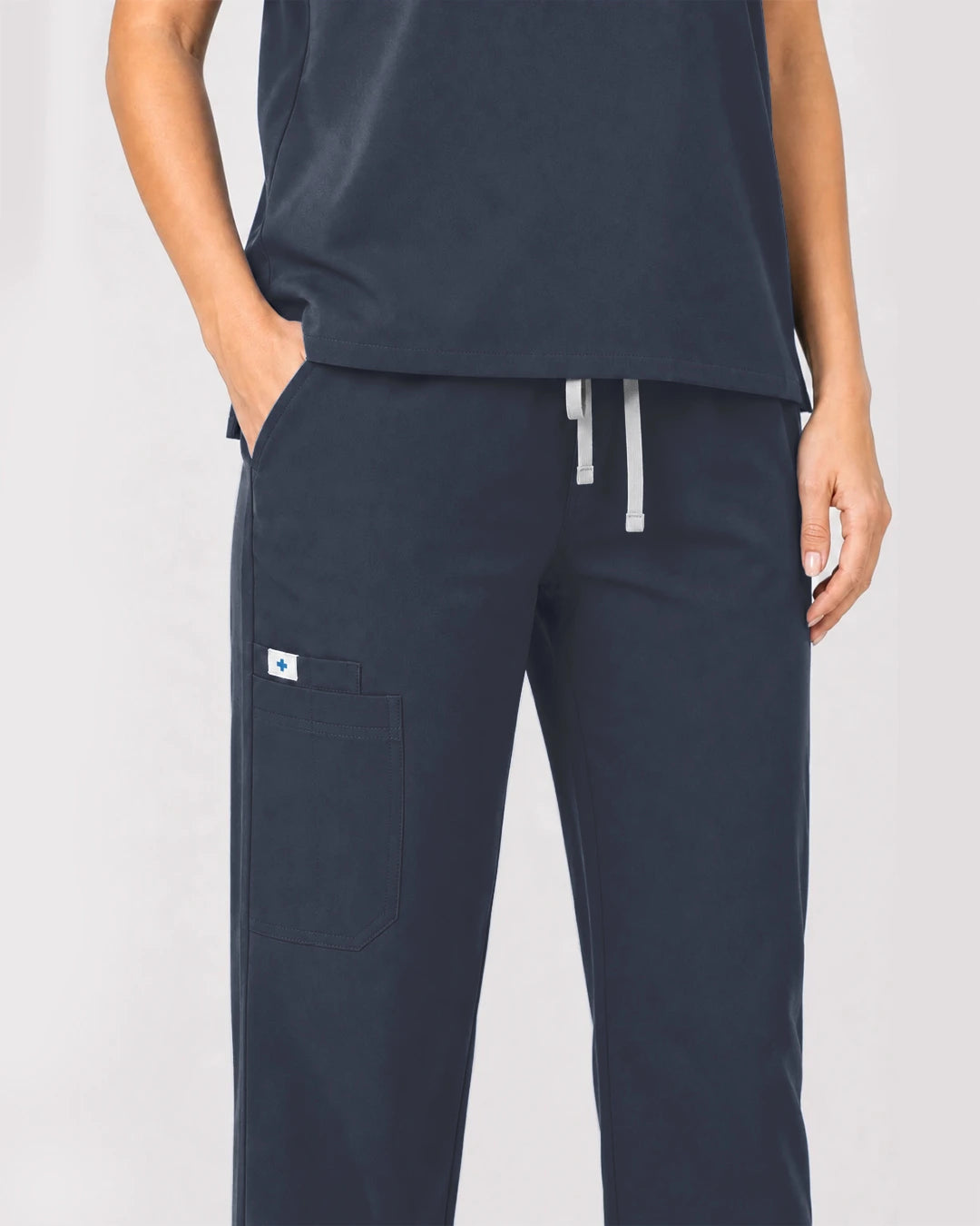 Charcoal Grey Eipnare Women's Zip Polo Straight-Leg Scrub Set - Stretch Medical Scrubs for Women