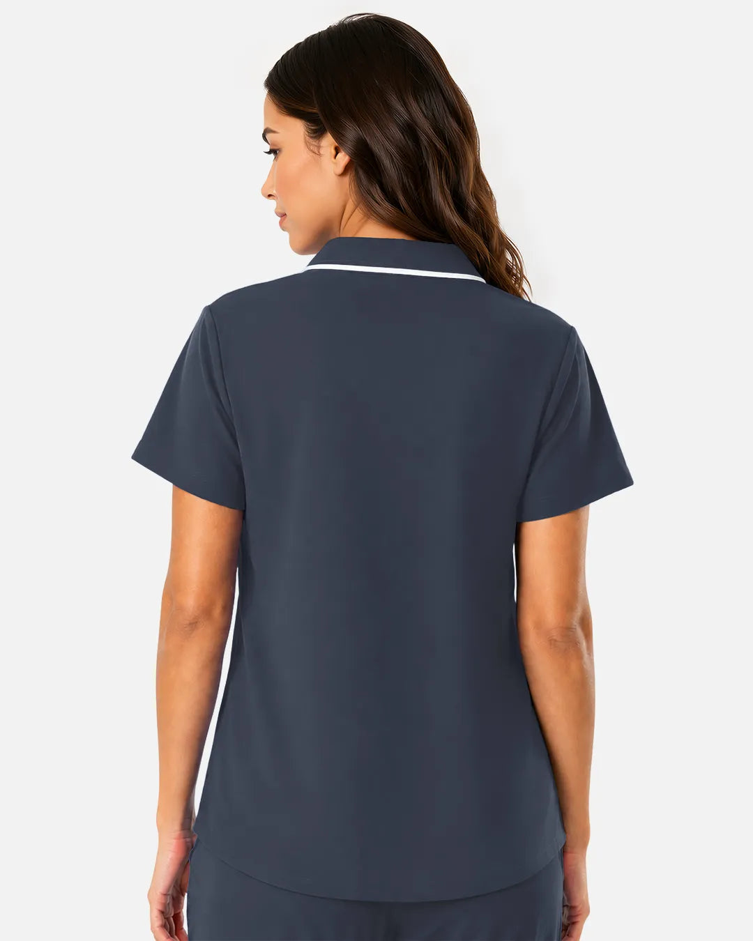 Charcoal grey Eipnare Women's Polo-Collar Medical Scrub Top - Stretch Medical Scrubs for Women
