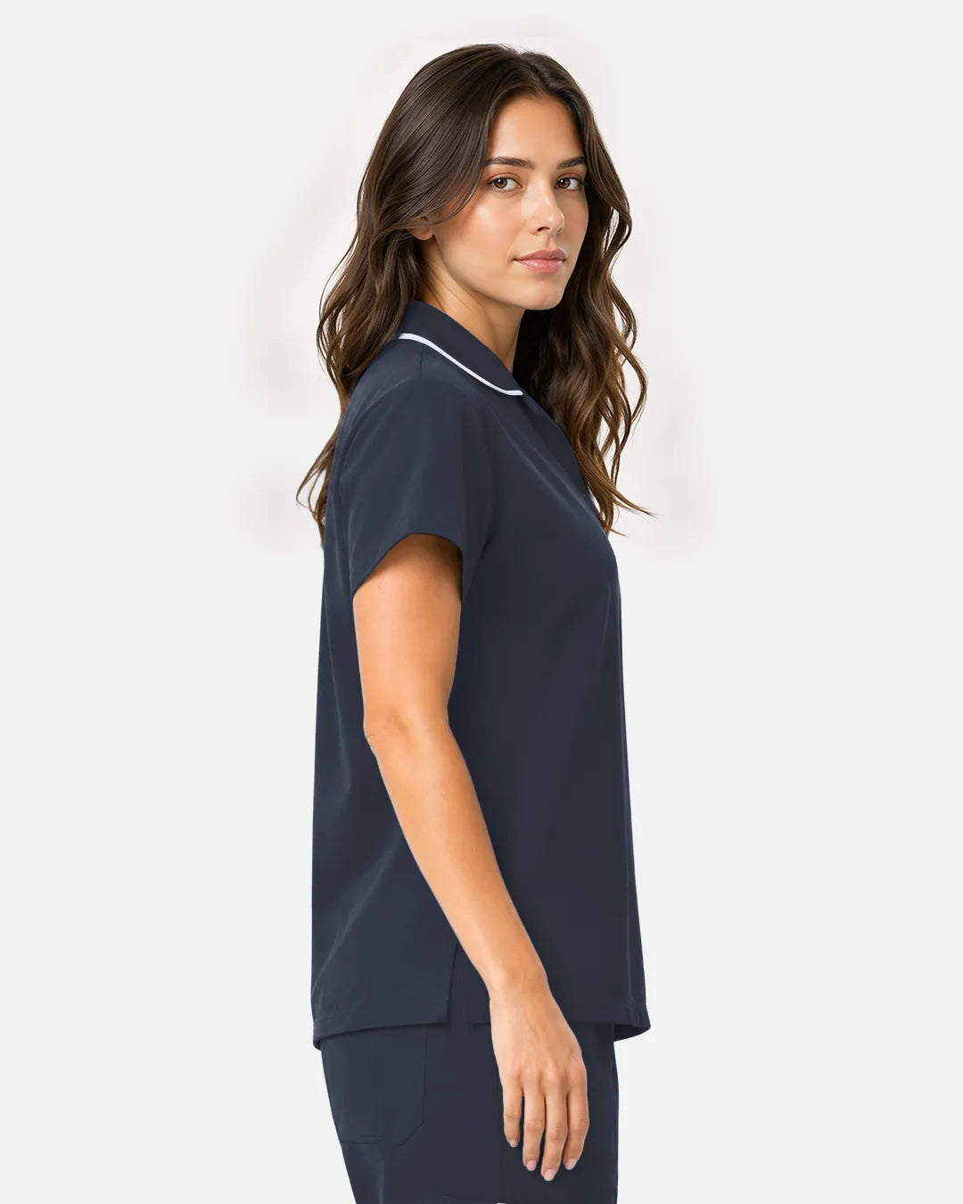 Charcoal grey Eipnare Women's Polo-Collar Medical Scrub Top - Stretch Medical Scrubs for Women