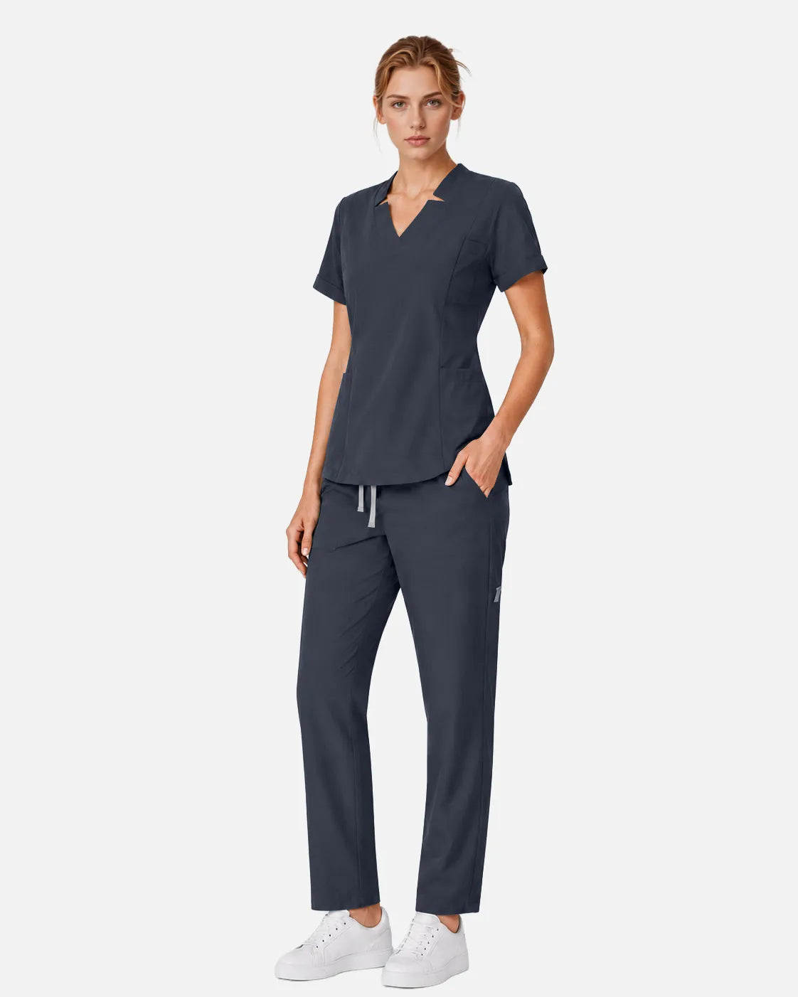 Charcoal grey Eipnare Women's Slim Fit Tapered Cargo Scrub Pants - Stretch Medical Scrubs for Women