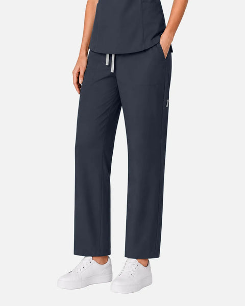 Eipnare Women's Split V-Neck Tapered Uniform Set - Charcoal Grey