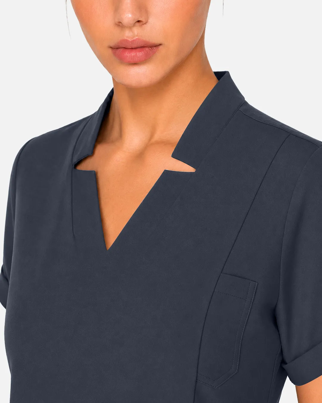 Charcoal grey Eipnare Women's Split V-Neck Scrub Top - Stretch Medical Scrubs for Women