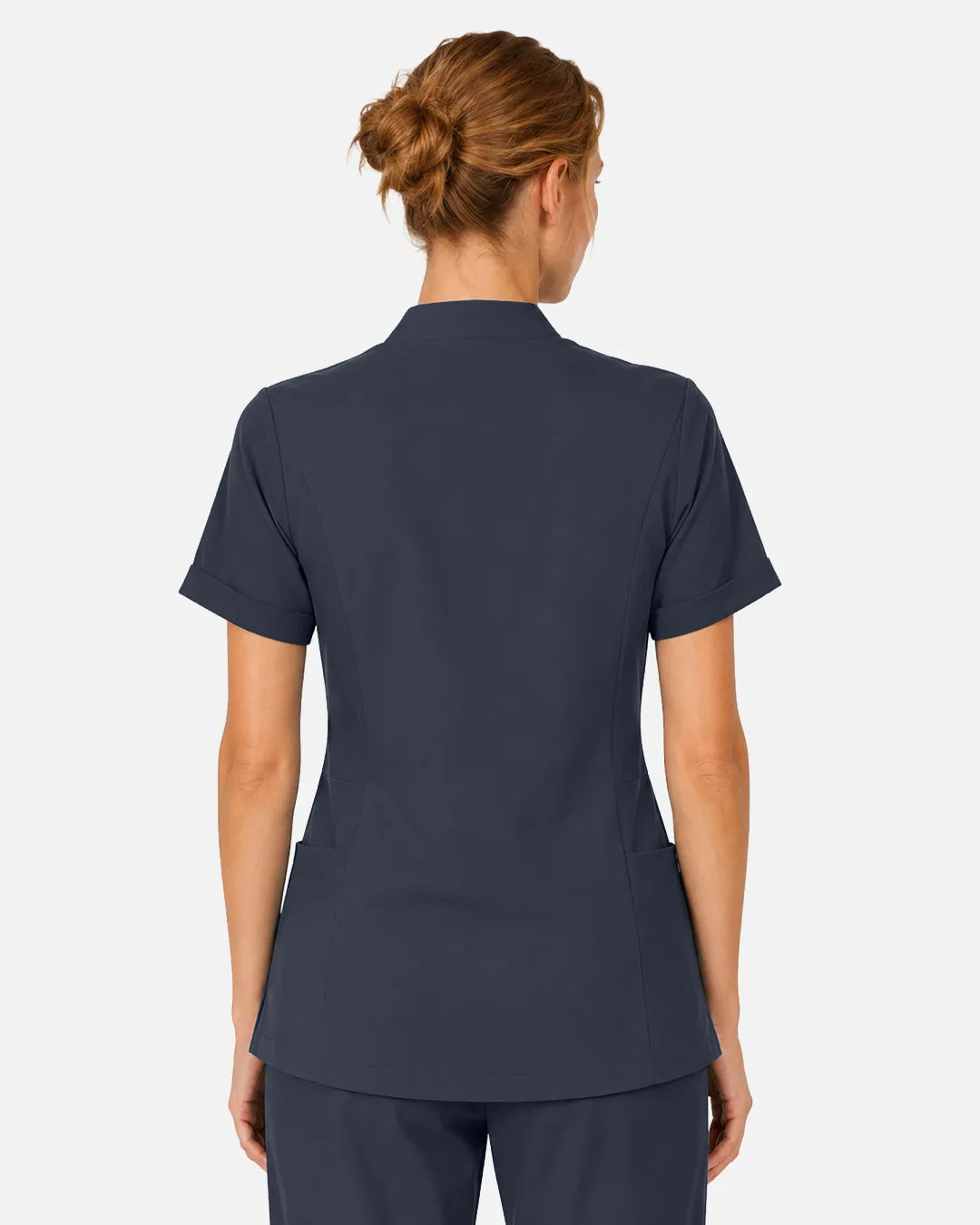 Charcoal grey Eipnare Women's Split V-Neck Scrub Top - Stretch Medical Scrubs for Women