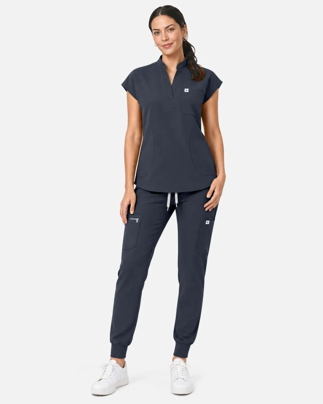 Charcoal grey Eipnare Women's Cargo Jogger Scrub Pants - Stretch Medical Scrubs for Women