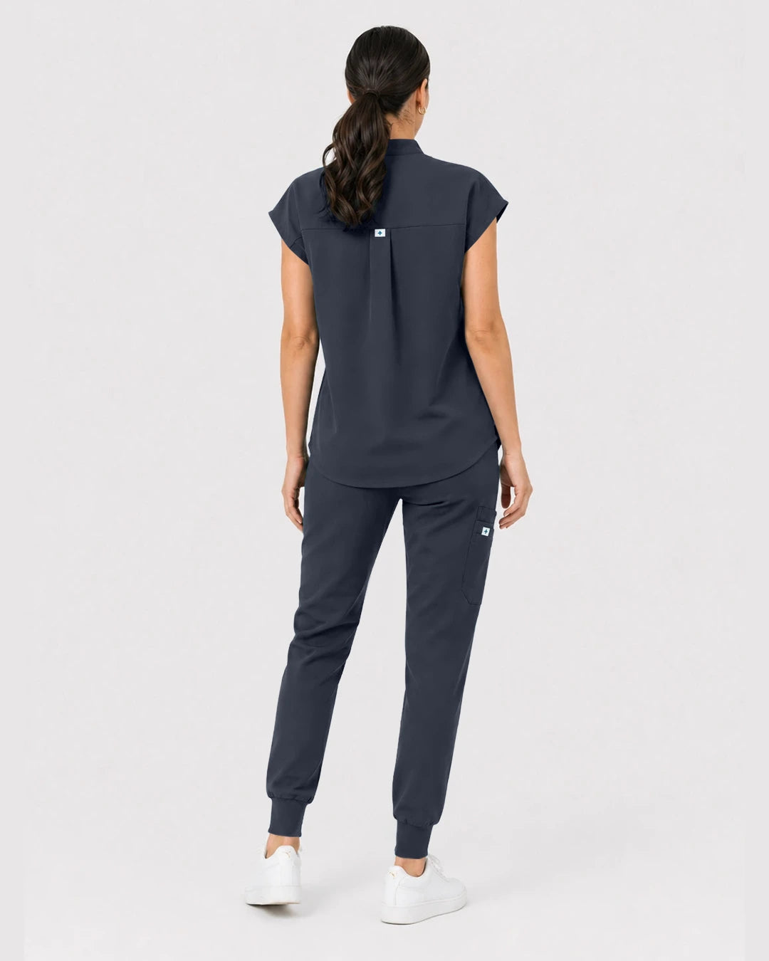 Charcoal Grey Eipnare Women's Henley Sleeveless Jogger Scrub Set - Stretch Medical Scrubs for Women