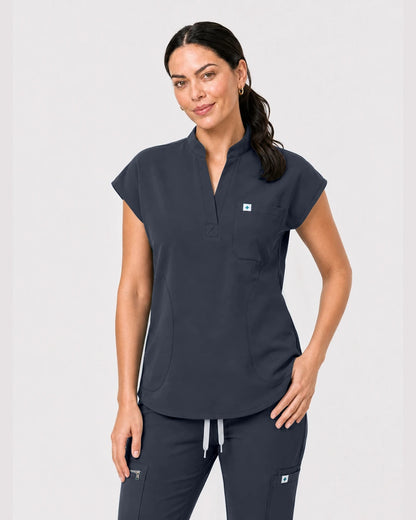 Charcoal Grey Eipnare Women's Henley Sleeveless Jogger Scrub Set - Stretch Medical Scrubs for Women