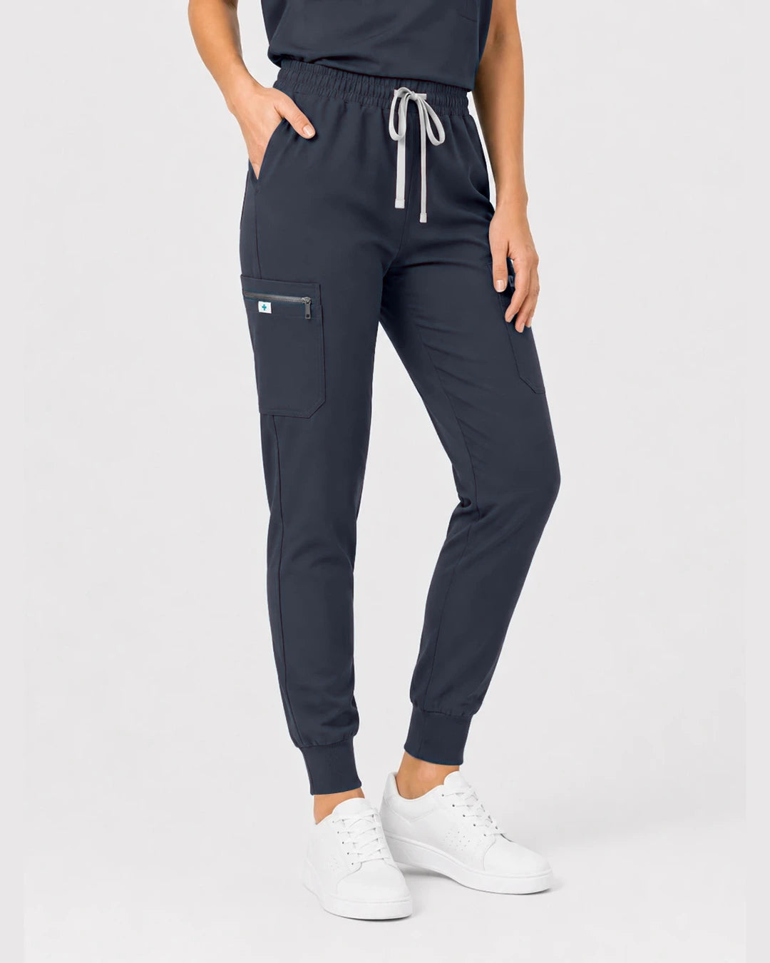 Charcoal Grey Eipnare Women's Henley Sleeveless Jogger Scrub Set - Stretch Medical Scrubs for Women