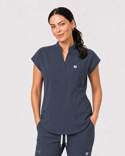 Charcoal Grey Eipnare Women's 8-Pocket V-Neck Jogger Scrub Set - Stretch Medical Scrubs for Women