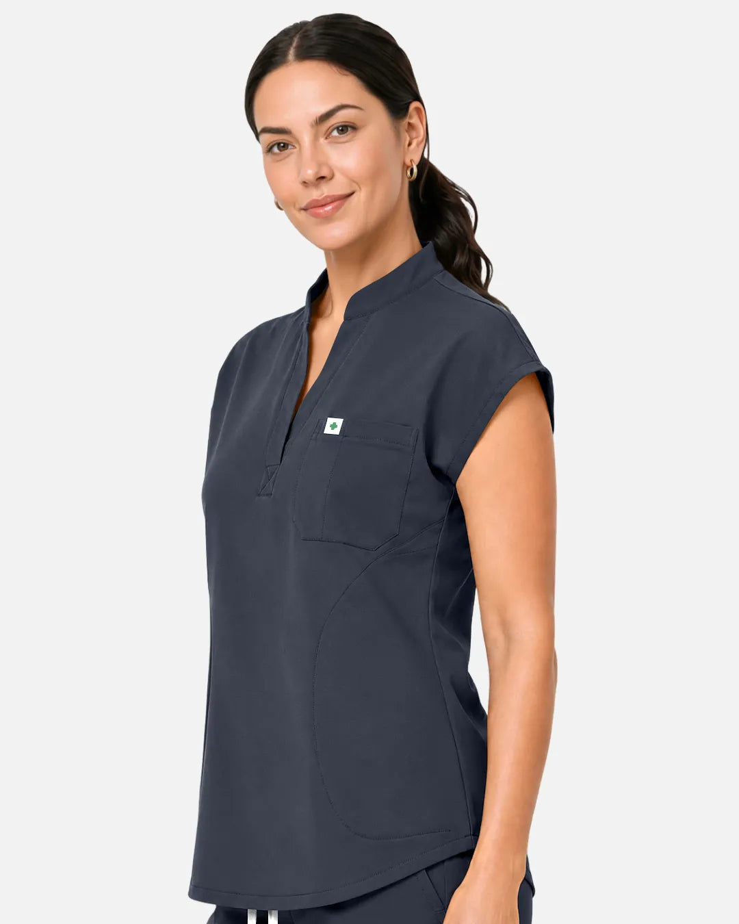 Charcoal Grey Eipnare Women's Sleeveless Henley Scrub Top - Stretch Medical Scrubs for Women