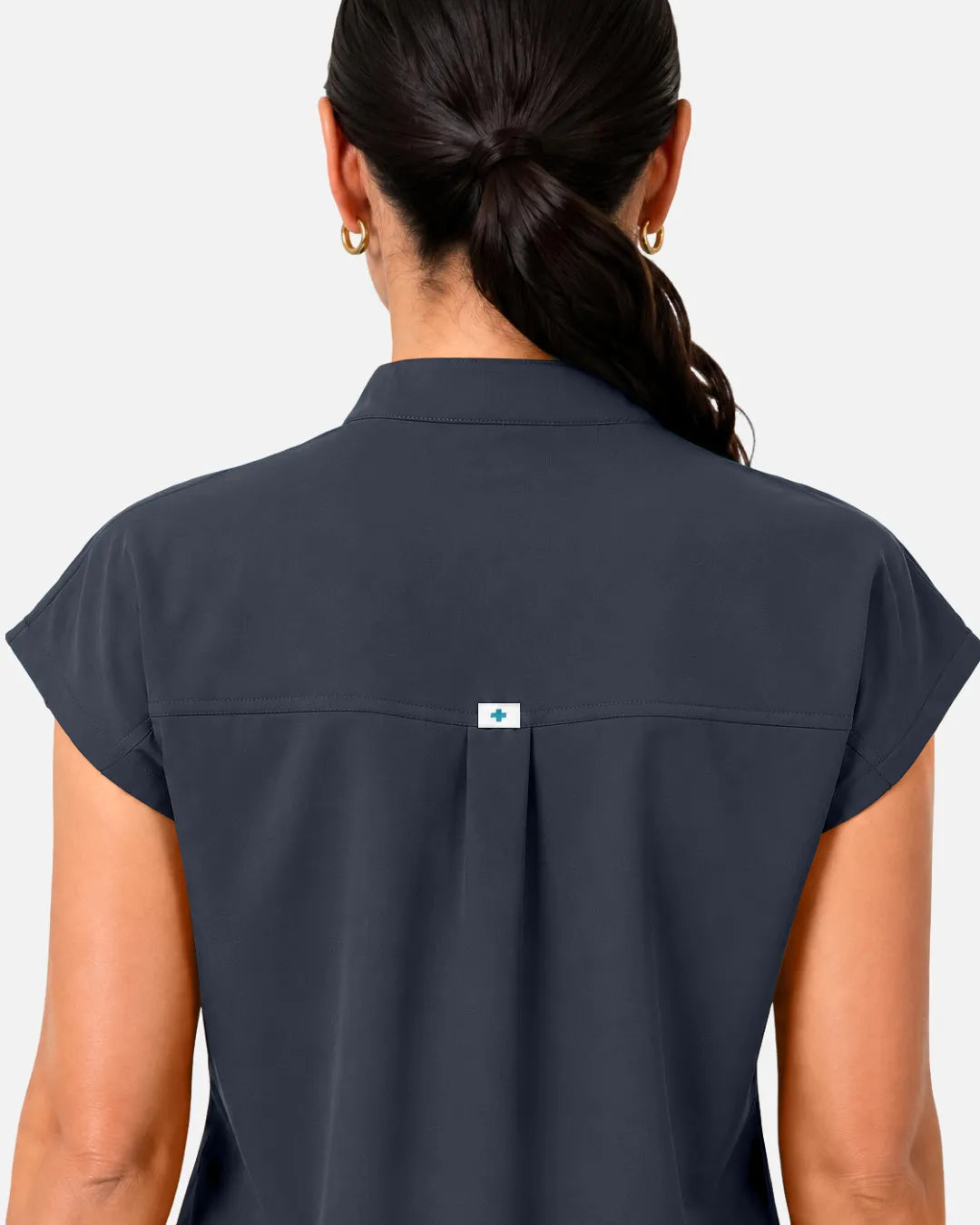 Charcoal Grey Eipnare Women's Sleeveless Henley Scrub Top - Stretch Medical Scrubs for Women