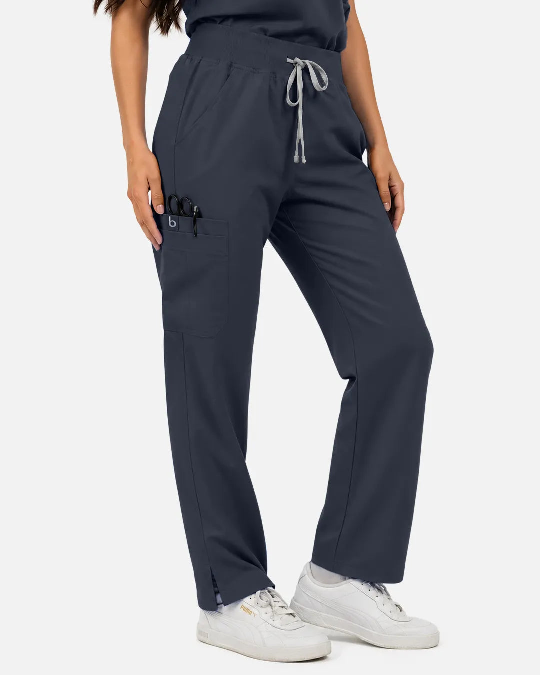 Charcoal grey Eipnare Women's Straight-Leg Cargo Scrub Pants - Stretch Medical Scrubs for Women
