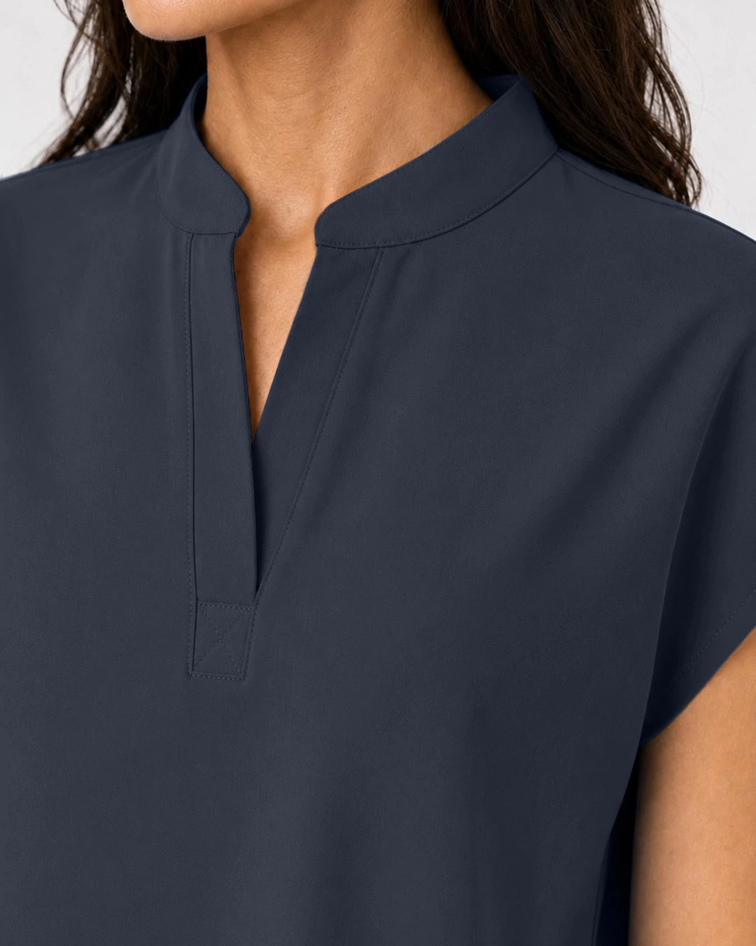 Charcoal Grey Eipnare Women's Mandarin Sleeveless Straight-Leg Scrub Set - Stretch Medical Scrubs for Women