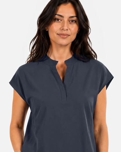 Charcoal grey Eipnare Women's Sleeveless Mandarin Collar Scrub Top - Stretch Medical Scrubs for Women