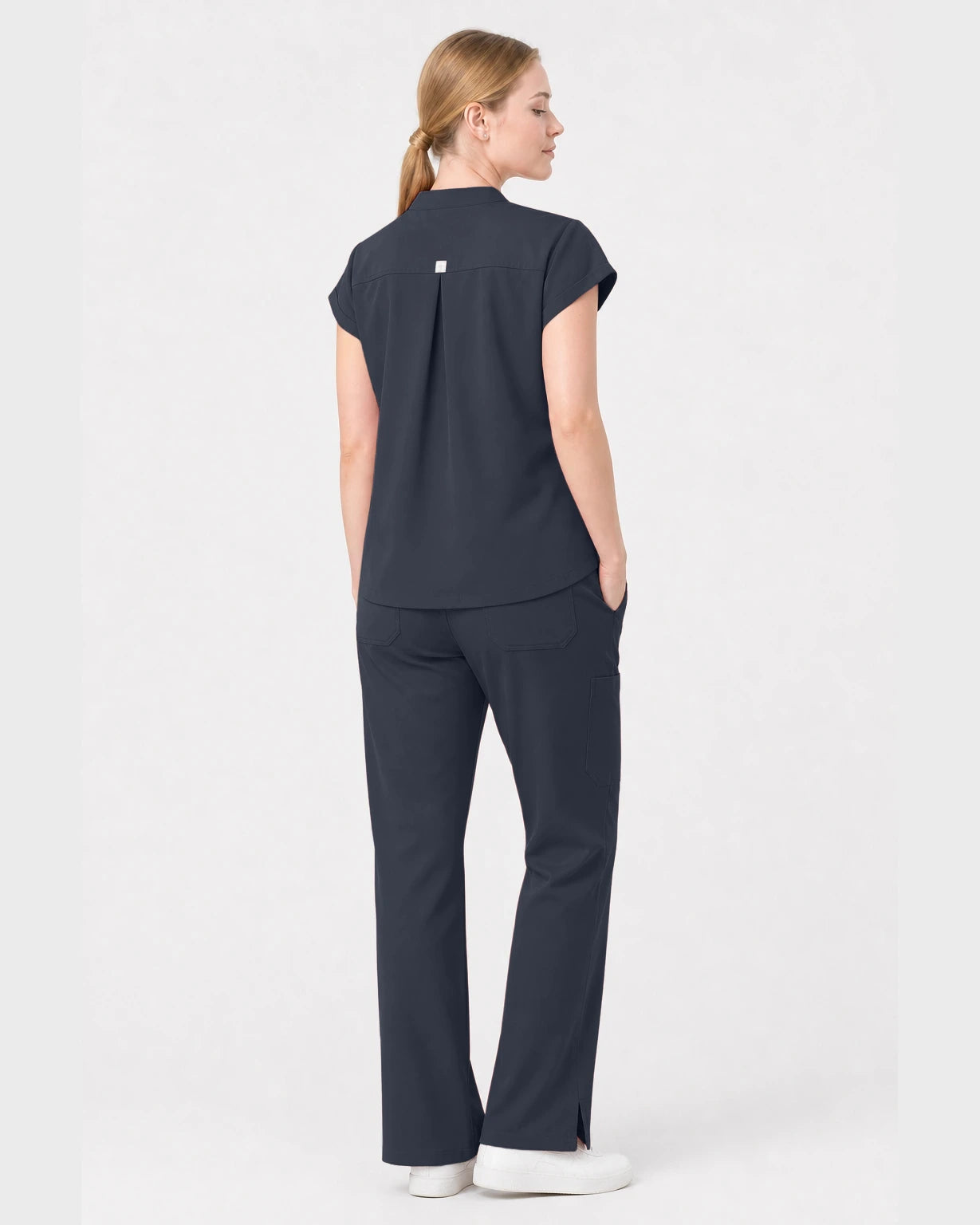 Charcoal Grey Eipnare Women's Henley Sleeveless Straight-Leg Scrub Set - Stretch Medical Scrubs for Women