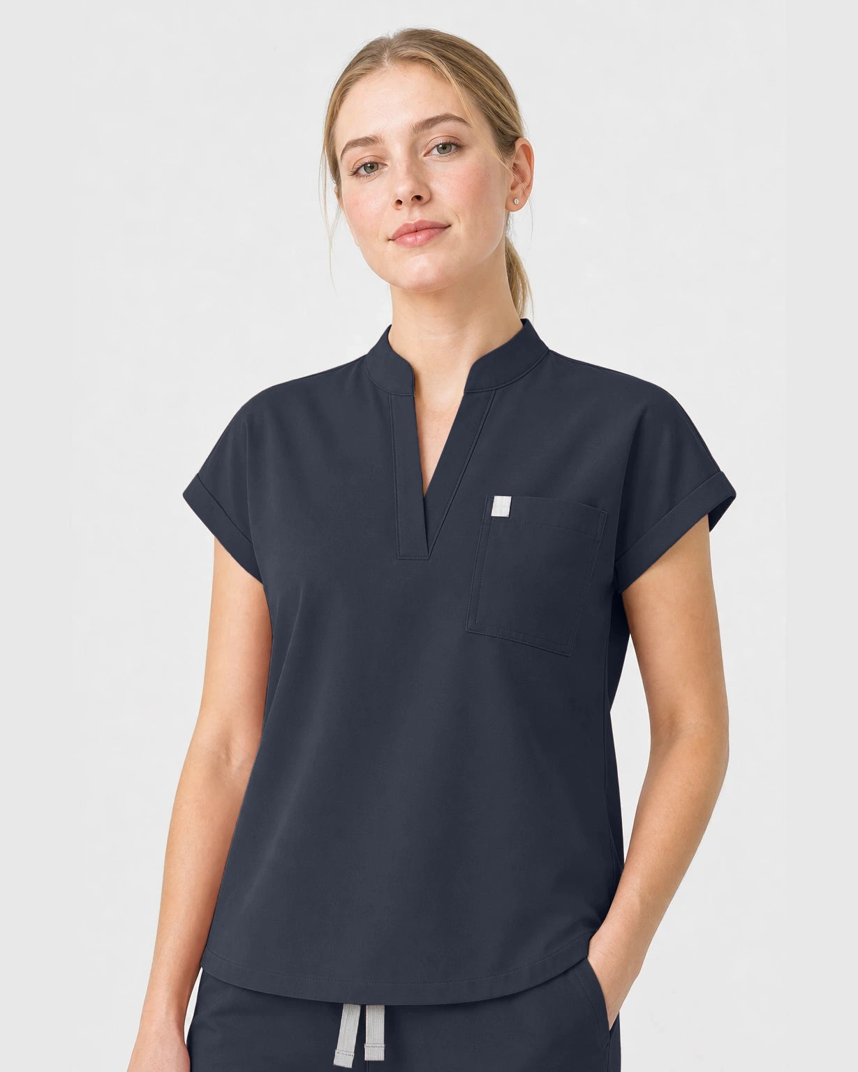 Charcoal Grey Eipnare Women's Henley Sleeveless Straight-Leg Scrub Set - Stretch Medical Scrubs for Women