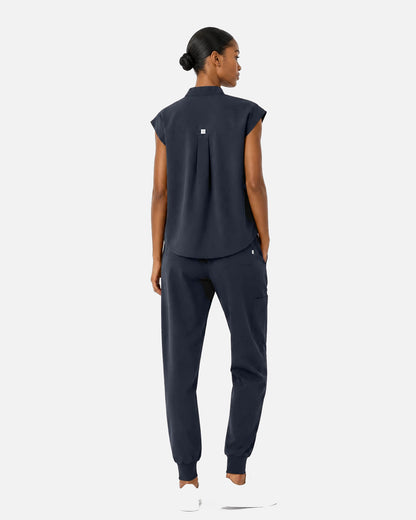 Charcoal Grey – Eipnare Women's Sleeveless Mandarin Collar Jogger Uniform Set – product image 03