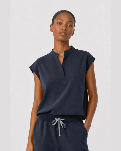 Charcoal Grey Eipnare Women's Sleeveless Mandarin Collar Jogger Scrub Set - Stretch Medical Scrubs for Women