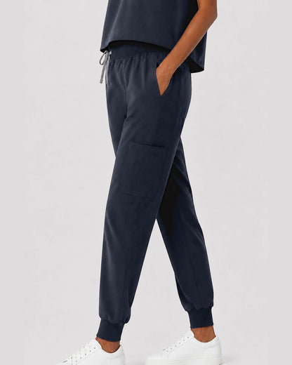 Charcoal Grey Eipnare Women's Sleeveless Mandarin Collar Jogger Scrub Set - Stretch Medical Scrubs for Women