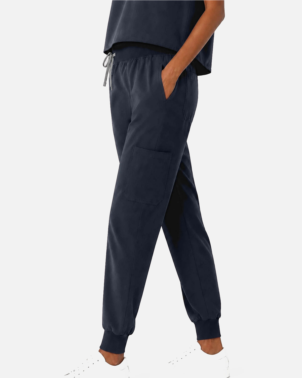 Charcoal Grey – Eipnare Women's Sleeveless Mandarin Collar Jogger Uniform Set – product image 05