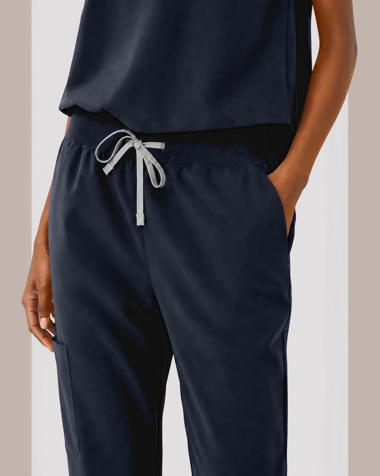 Charcoal Grey Eipnare Women's Sleeveless Mandarin Collar Jogger Scrub Set - Stretch Medical Scrubs for Women