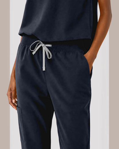 Charcoal Grey Eipnare Women's Sleeveless Mandarin Collar Jogger Scrub Set - Stretch Medical Scrubs for Women