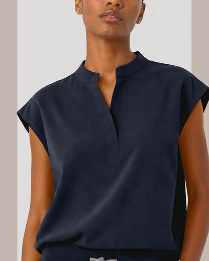 Charcoal Grey Eipnare Women's Sleeveless Mandarin Collar Jogger Scrub Set - Stretch Medical Scrubs for Women